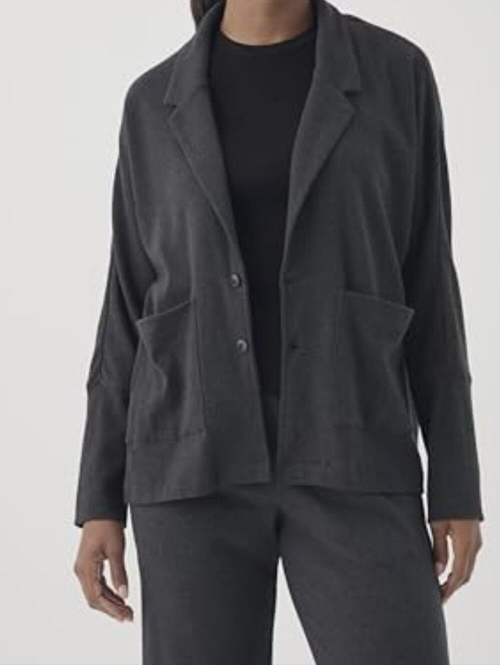 PACT Womens Charcoal Grey Airplane Blazer Cardigan Sweater Organic Cotton Medium